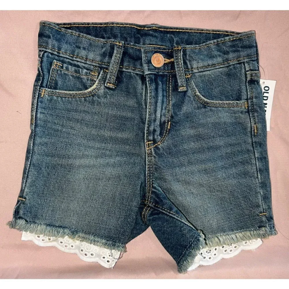 Lace-Trim Jean Cut-Off Shorts (4T)